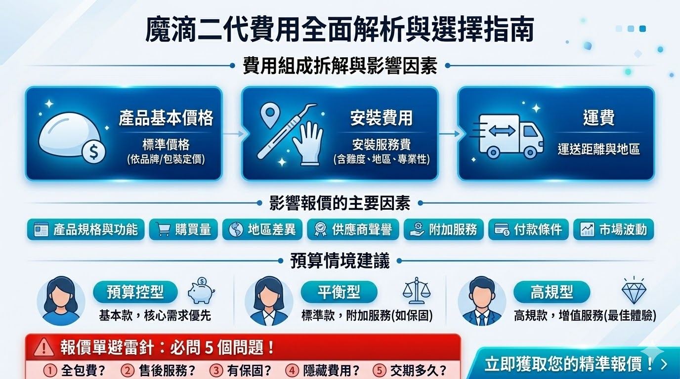 魔滴二代是一款功能強大的產品，深受消費者的青睞。它不僅在技術上做出了創新，還提供了多種選擇，滿足不同用戶的需求。了解魔滴二代的費用結構對於首次購買者至關重要。文章將深入介紹魔滴二代的各項費用組成、影響報價的因素，並提供選擇適合方案的建議。無論您是對價格敏感，還是尋求高品質服務的用戶，這篇文章都能幫助您做出明智的購買決策。